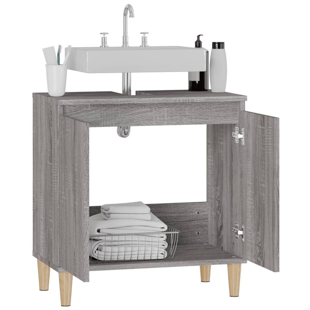 Sink cabinet, sonoma grey, 58x33x60 cm, processed wood