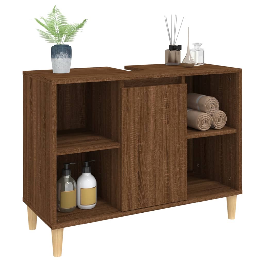 Sink cabinet, brown oak, 80x33x60 cm, processed wood