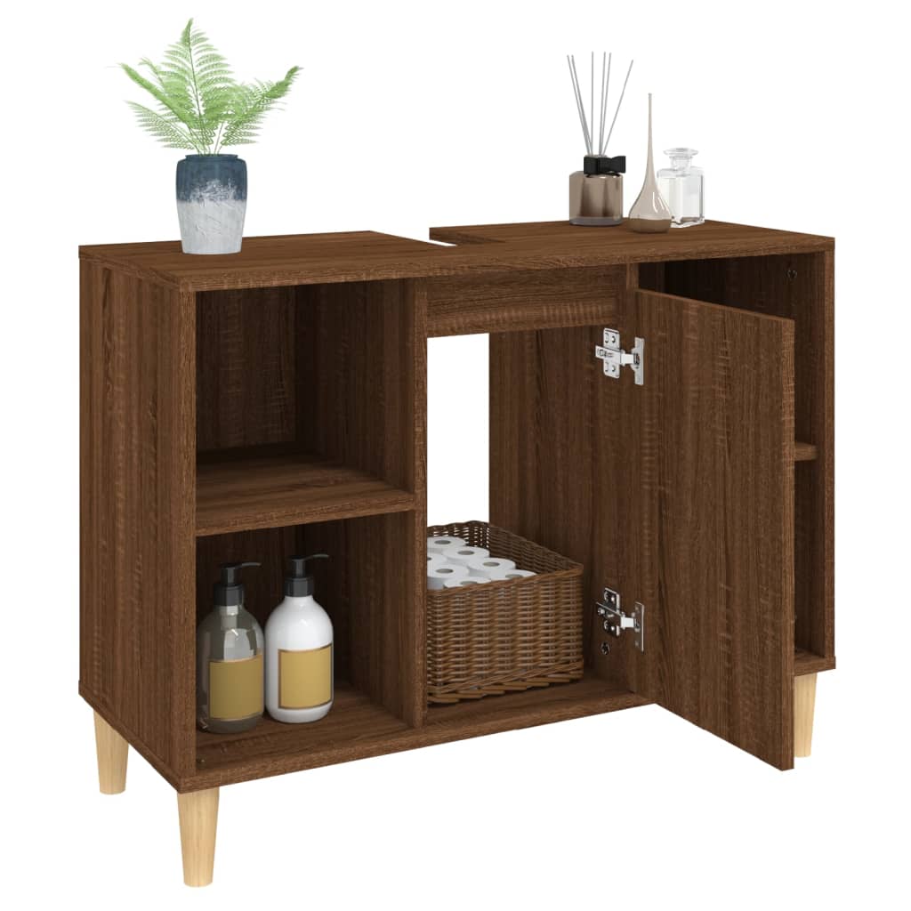 Sink cabinet, brown oak, 80x33x60 cm, processed wood