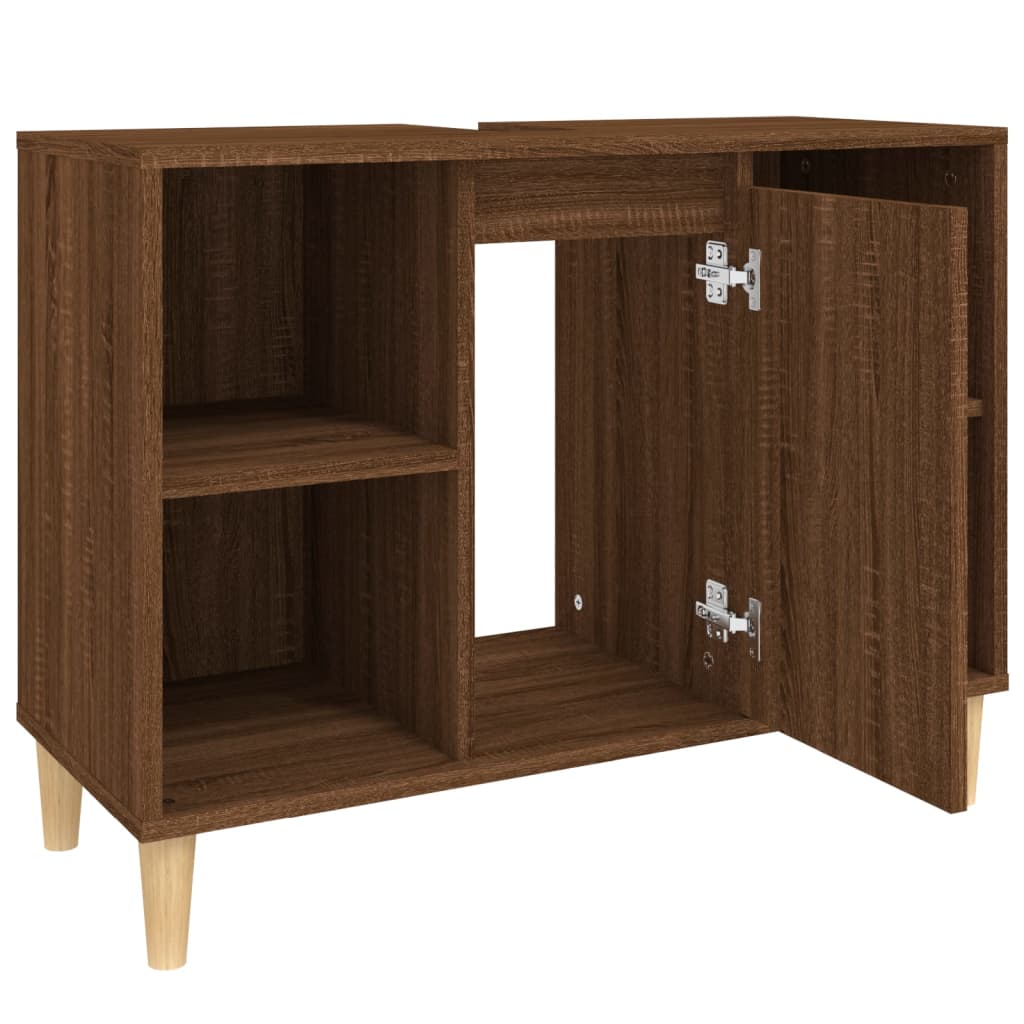 Sink cabinet, brown oak, 80x33x60 cm, processed wood