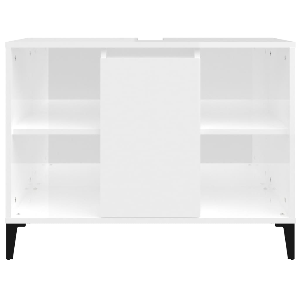 Sink cabinet, extra-glossy white, 80x33x60 cm, processed wood