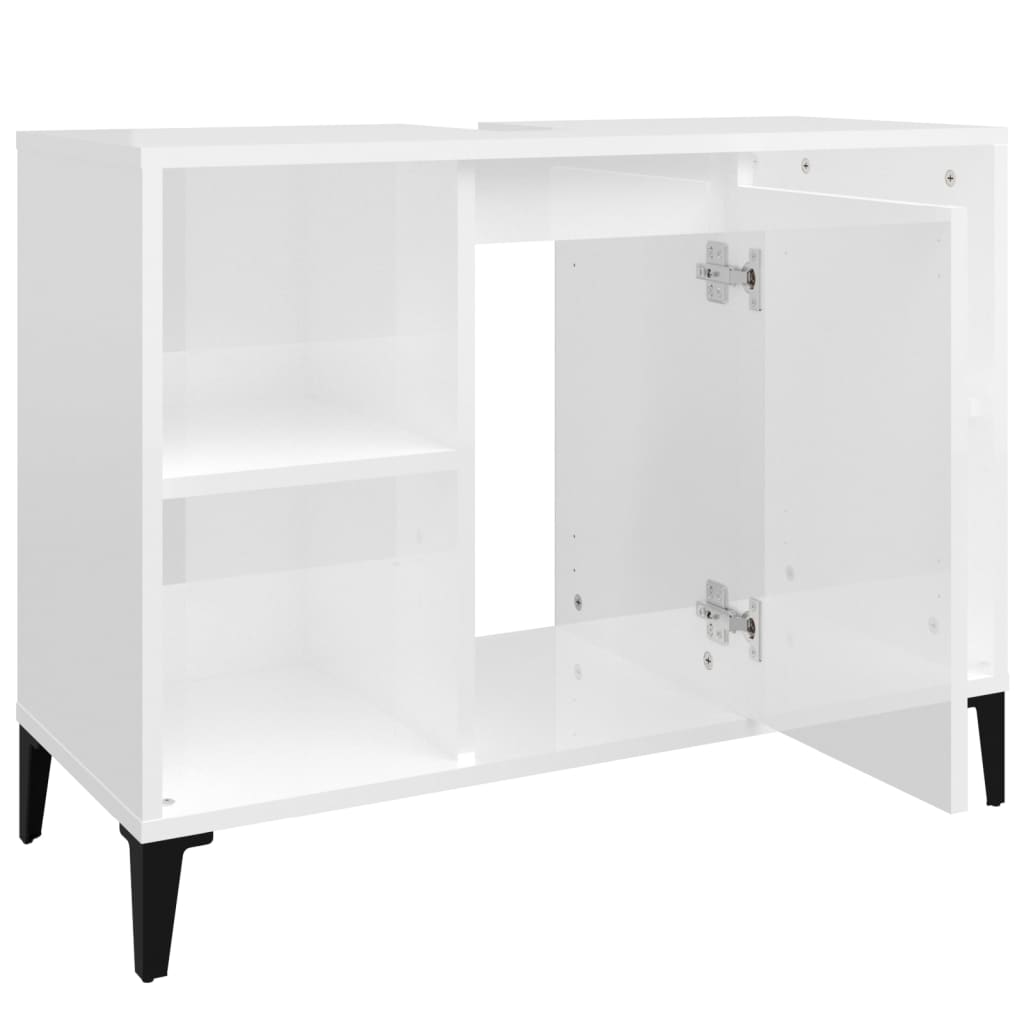 Sink cabinet, extra-glossy white, 80x33x60 cm, processed wood