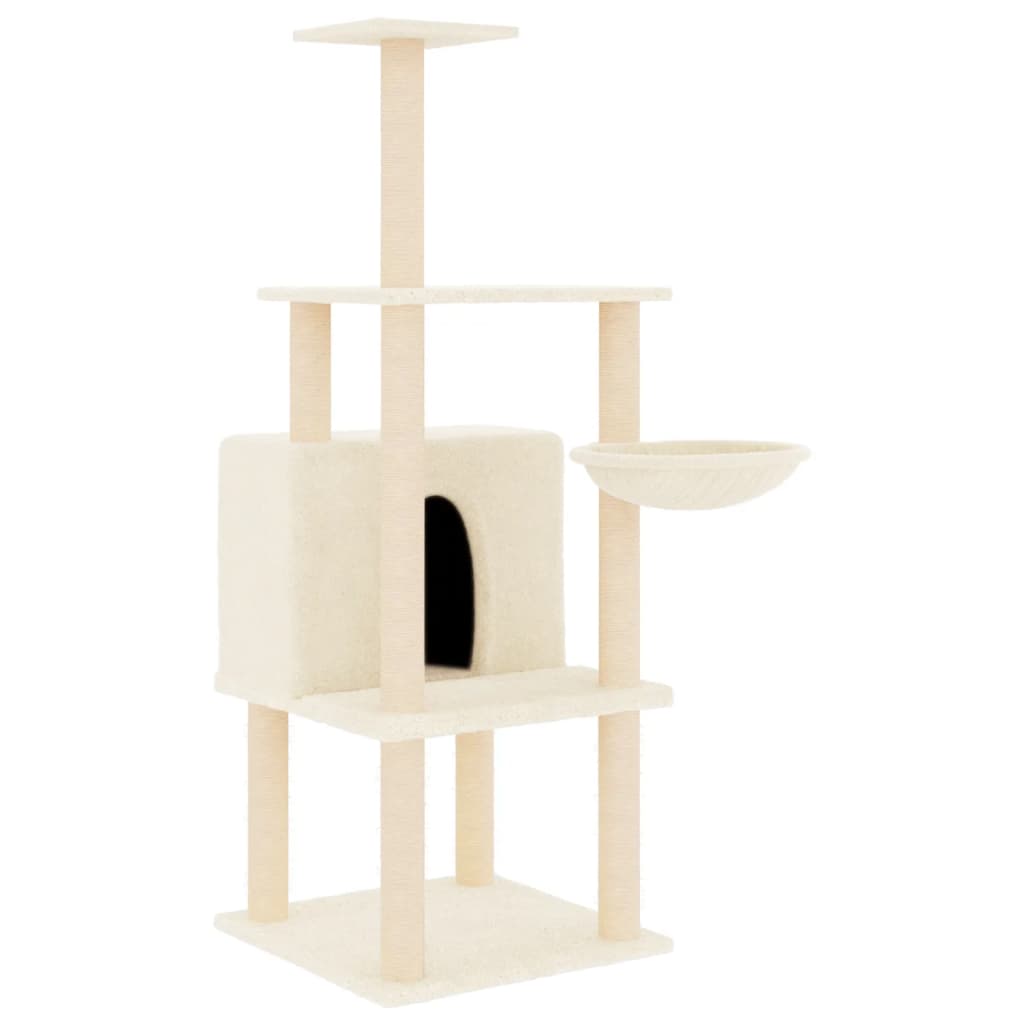 Set of cats with posts made of sisal rope, cream, 132 cm
