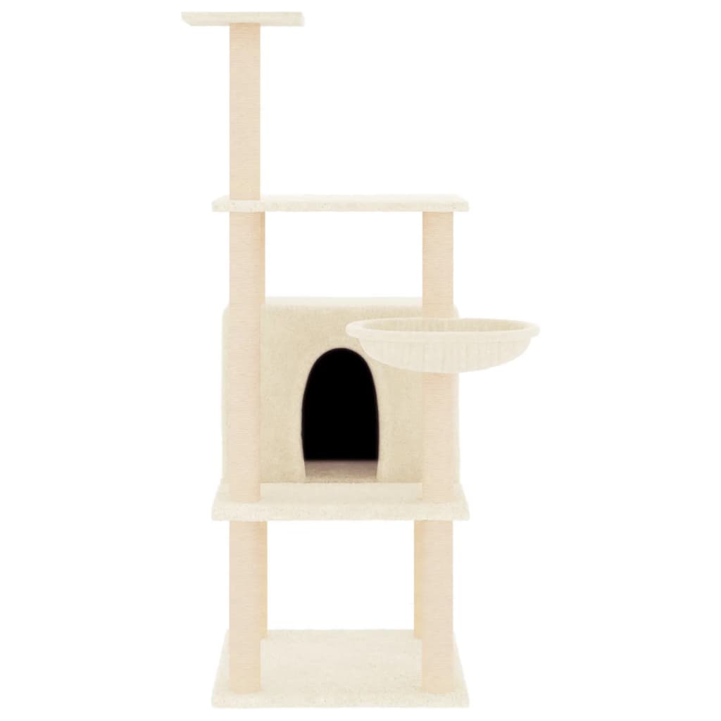 Set of cats with posts made of sisal rope, cream, 132 cm