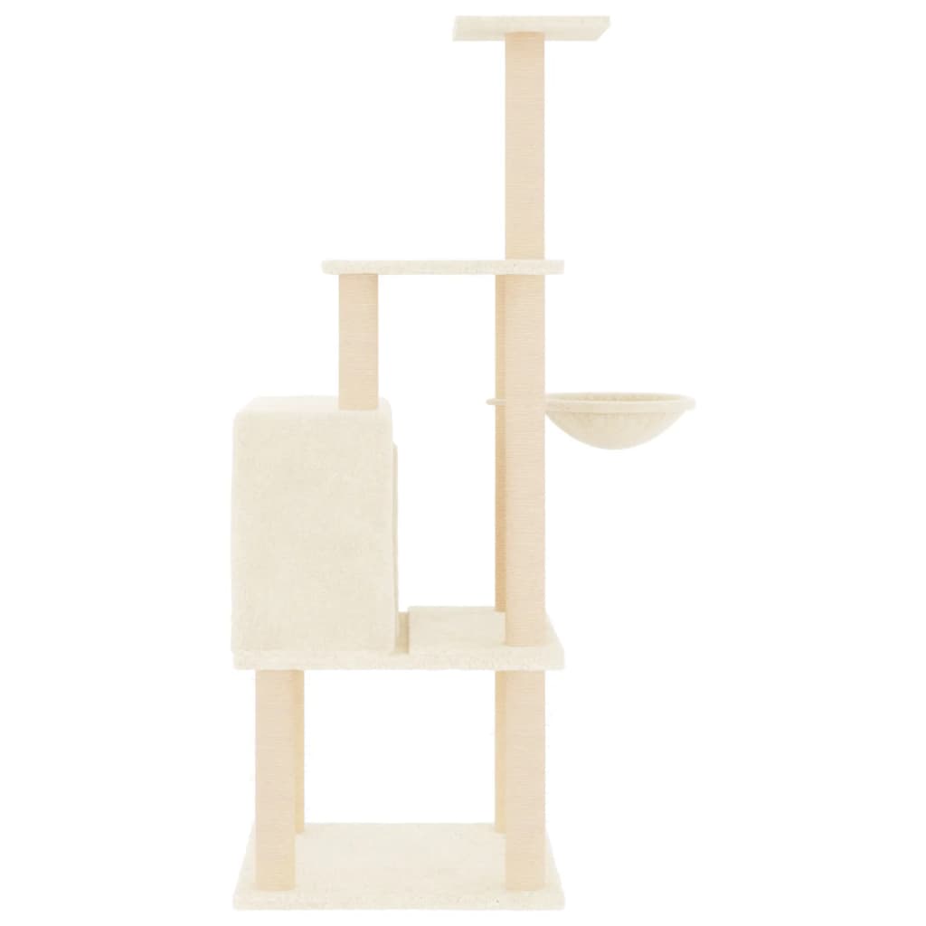Set of cats with posts made of sisal rope, cream, 132 cm