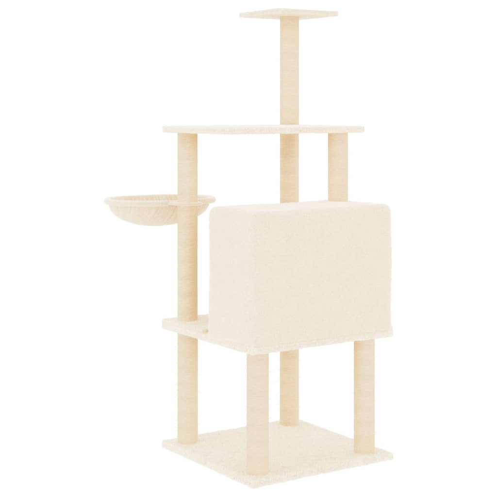 Set of cats with posts made of sisal rope, cream, 132 cm