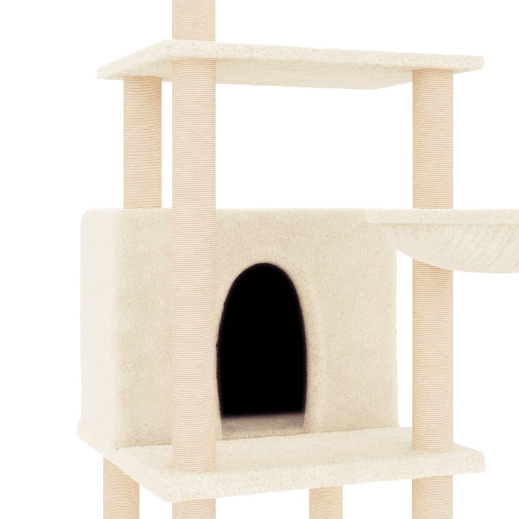 Set of cats with posts made of sisal rope, cream, 132 cm