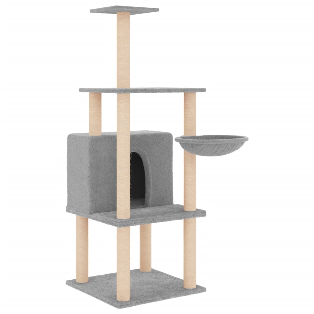 Cat set, sisal rope poles, light grey, 132 cm