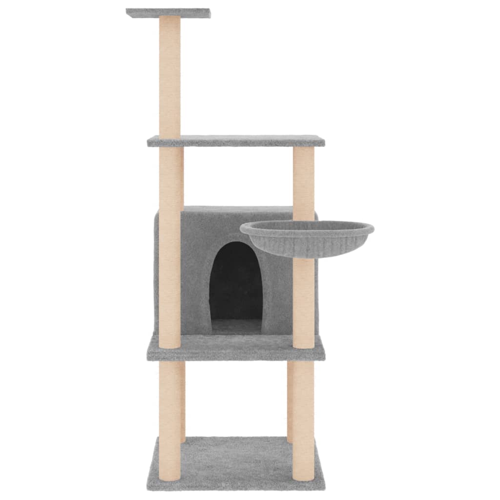Cat set, sisal rope poles, light grey, 132 cm