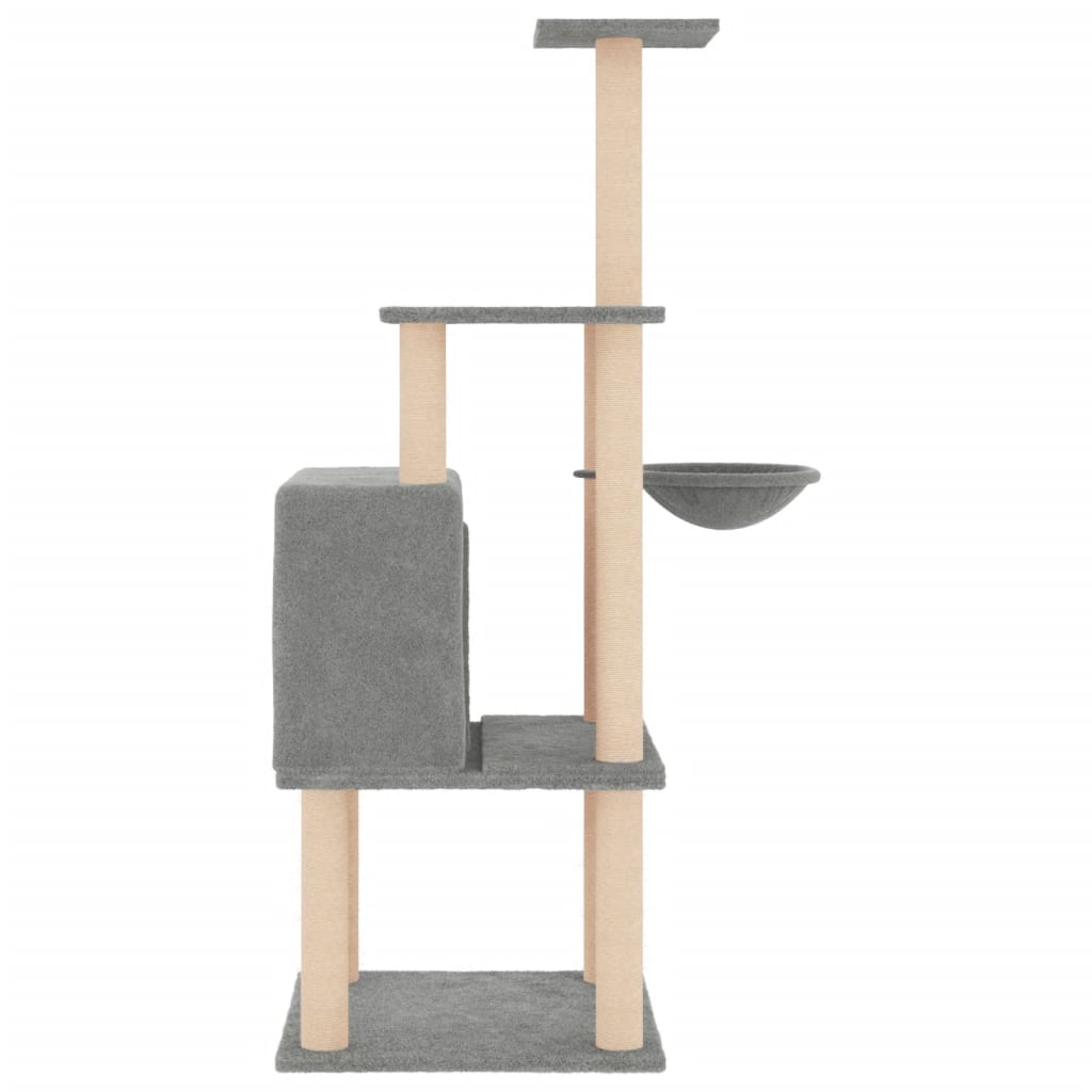 Cat set, sisal rope poles, light grey, 132 cm