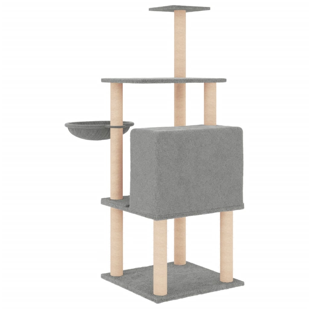 Cat set, sisal rope poles, light grey, 132 cm