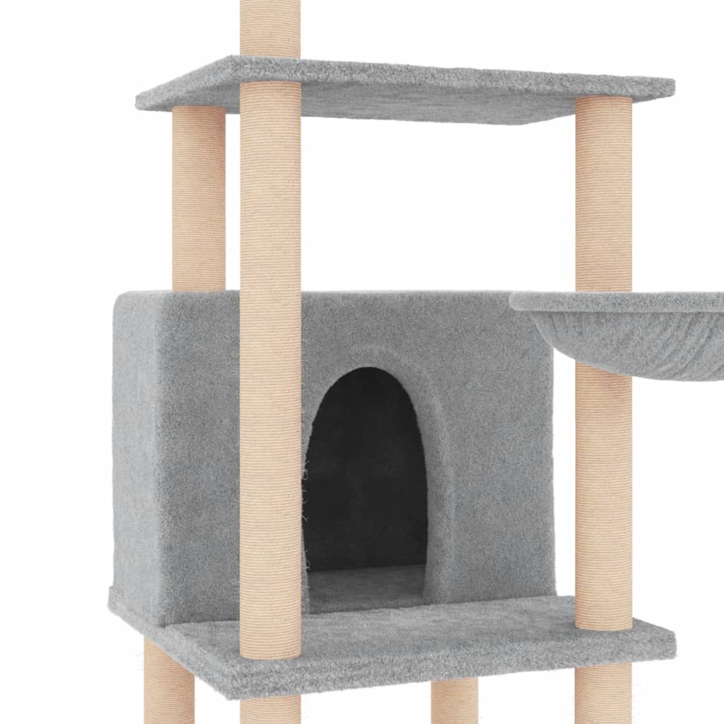 Cat set, sisal rope poles, light grey, 132 cm