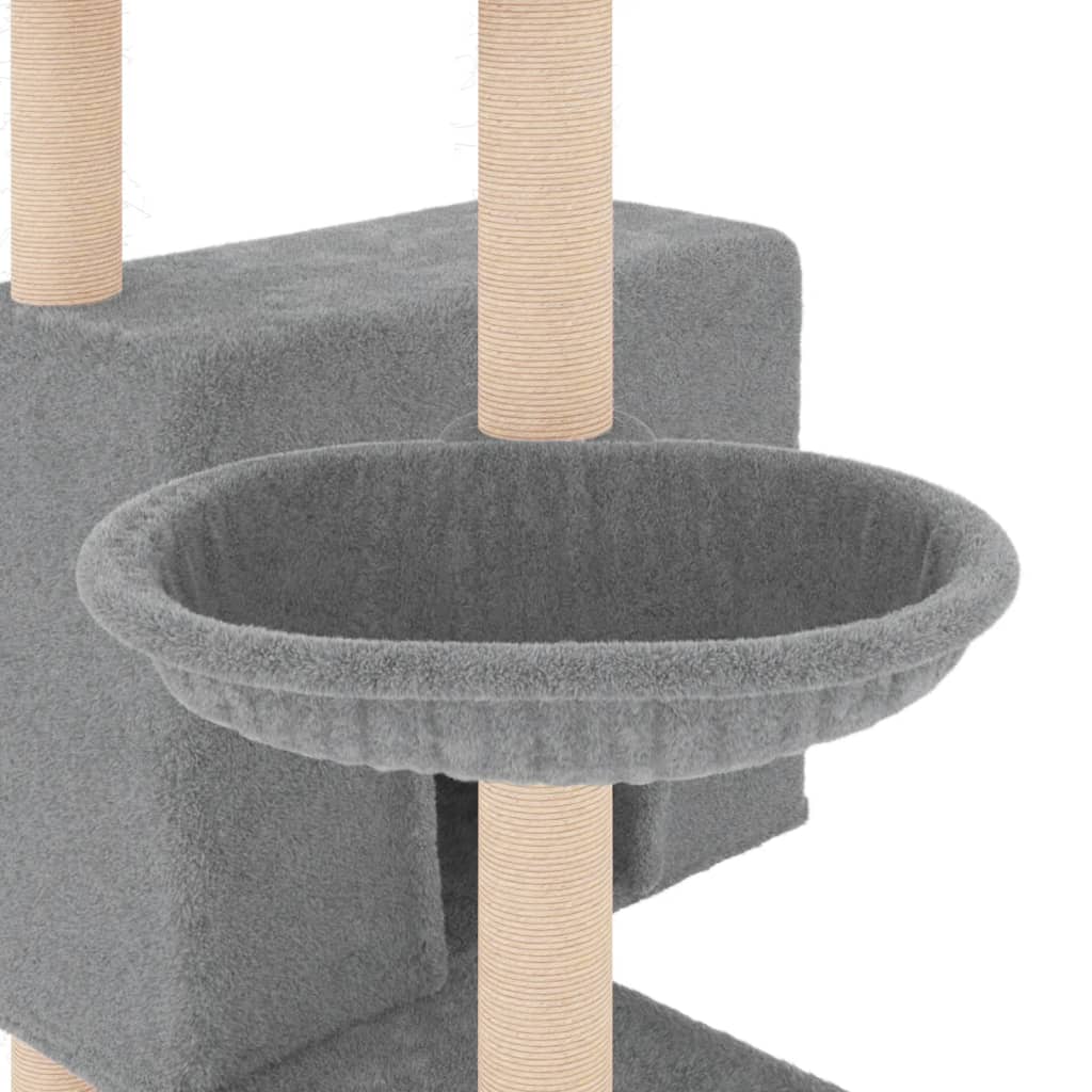 Ansamblu pisici, stâlpi din funie sisal, gri deschis, 143 cm