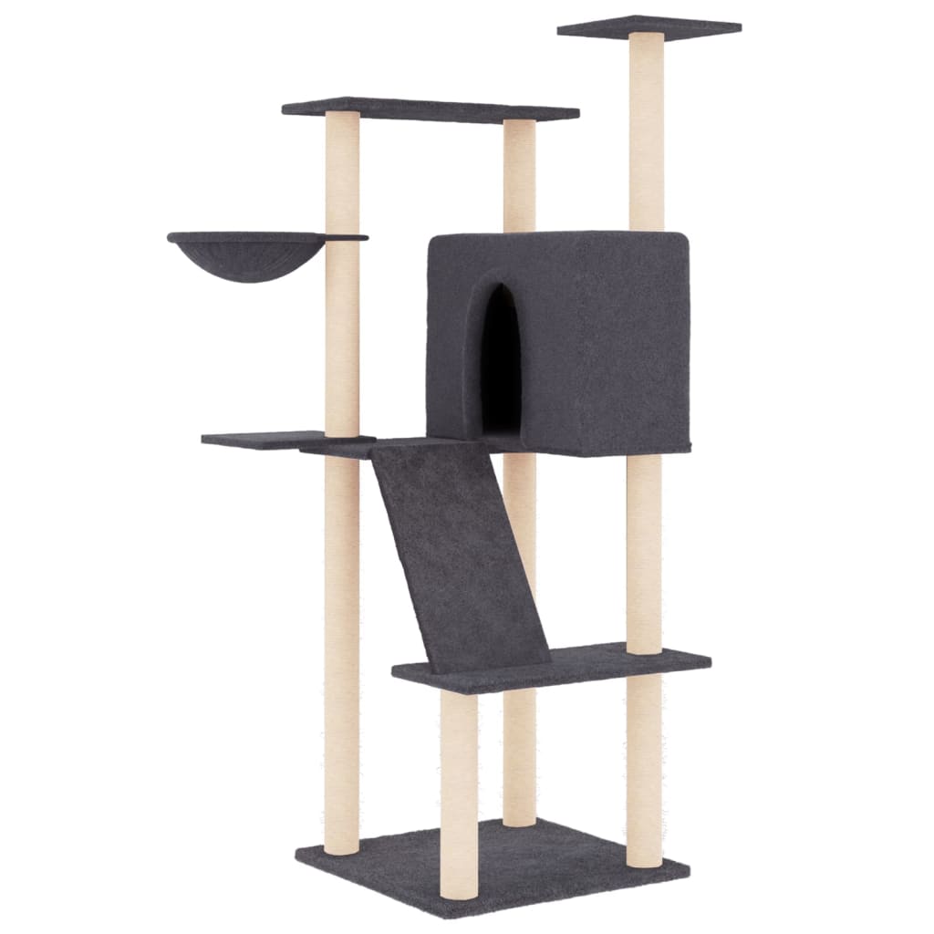 Cat set, sisal rope poles, dark grey, 143 cm