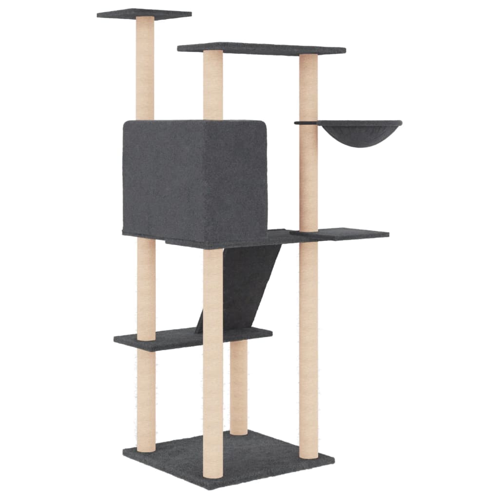 Cat set, sisal rope poles, dark grey, 143 cm