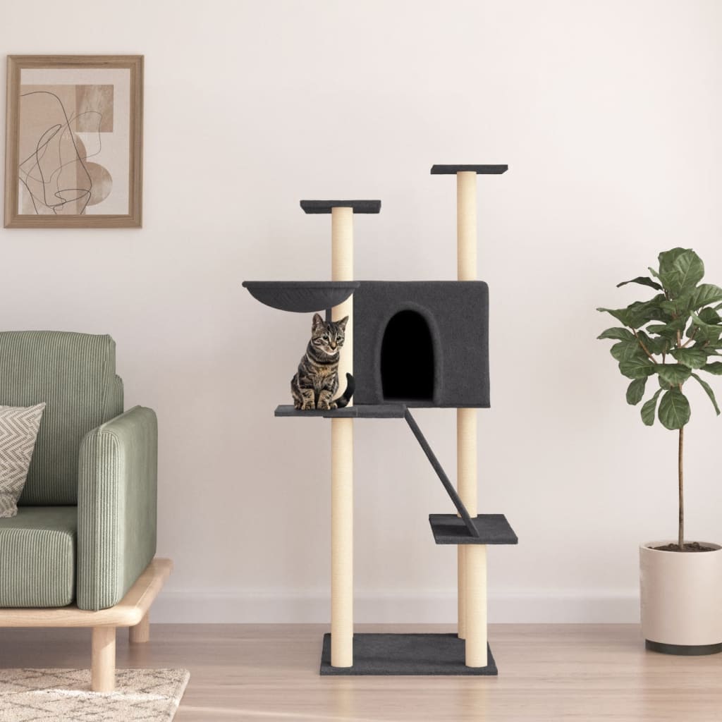 Cat set, sisal rope poles, dark grey, 143 cm