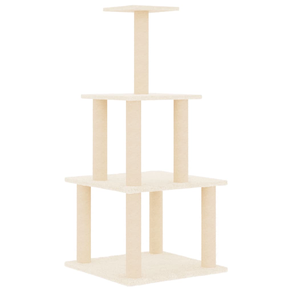 Set of cats with posts made of sisal rope, cream, 111 cm