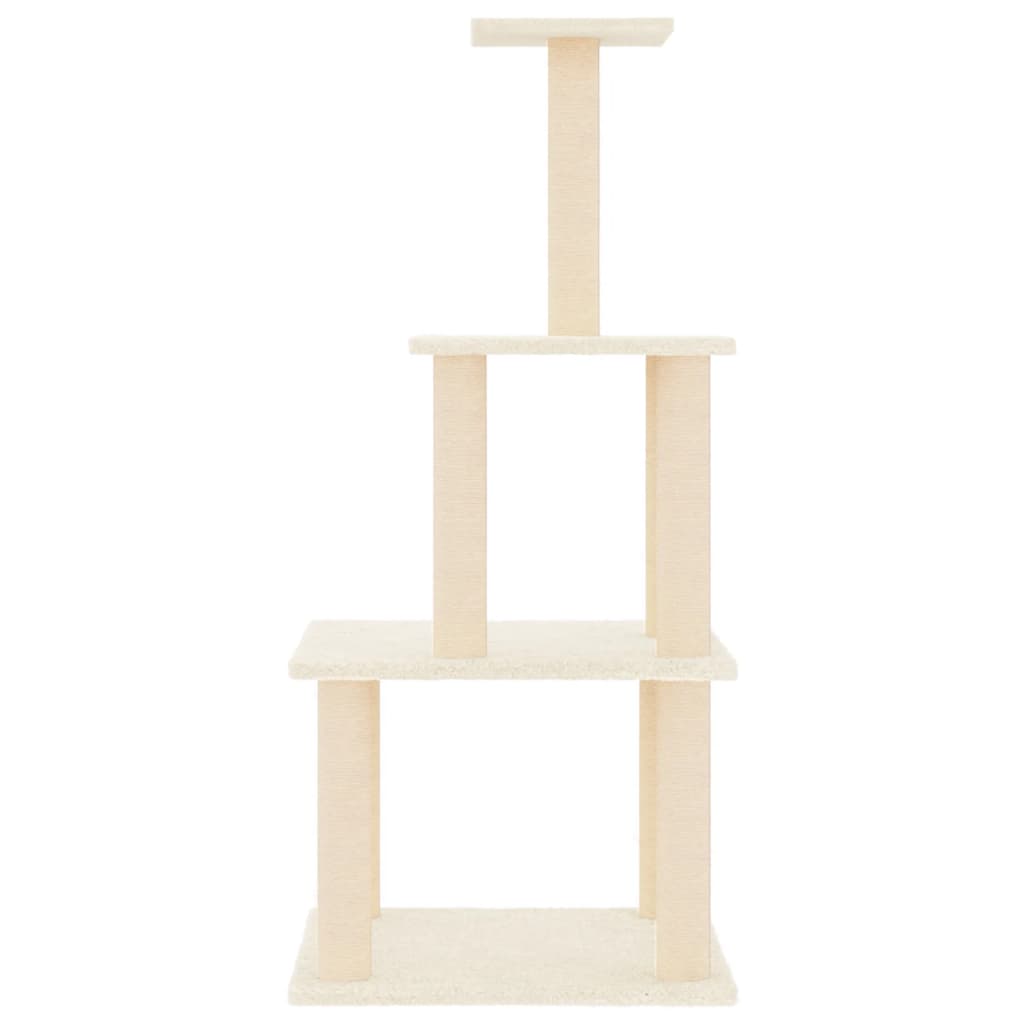 Set of cats with posts made of sisal rope, cream, 111 cm