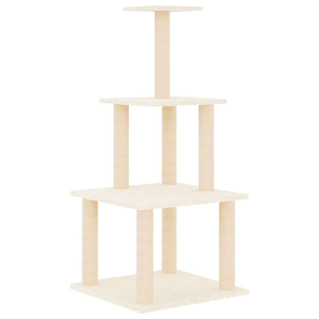 Set of cats with posts made of sisal rope, cream, 111 cm