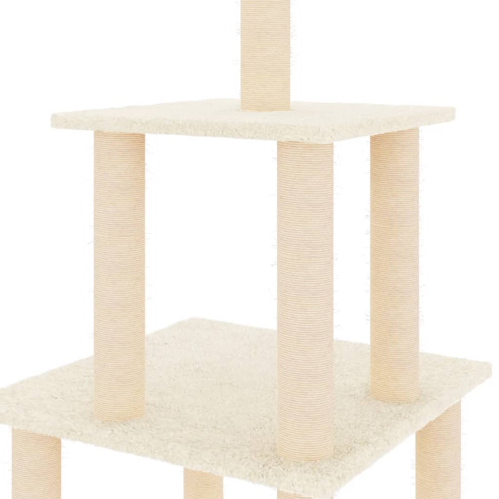 Set of cats with posts made of sisal rope, cream, 111 cm
