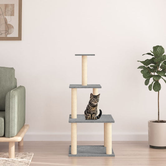 Cat set, sisal rope poles, light grey, 111 cm
