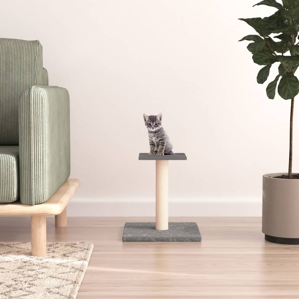 Cat scratching post with platform, light grey, 38 cm