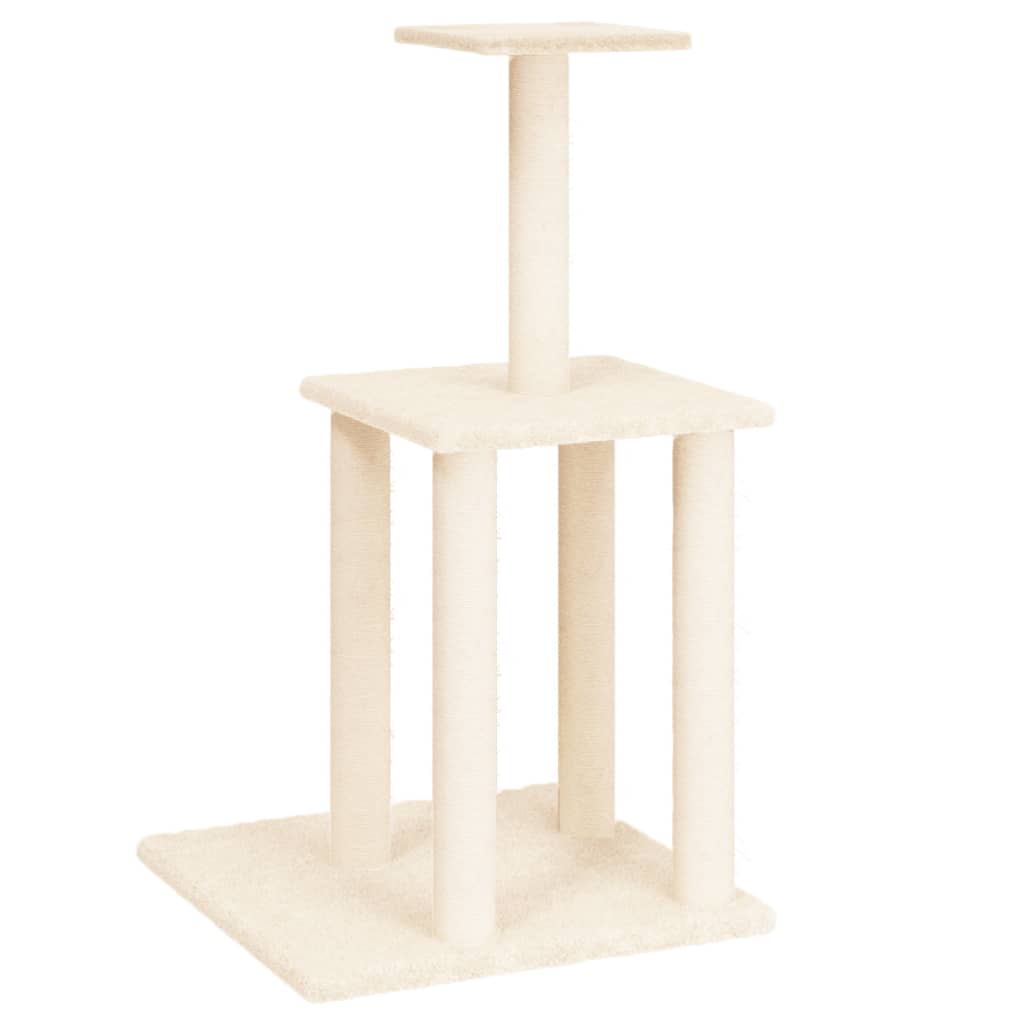 Set of cats with posts made of sisal rope, cream, 85.5 cm