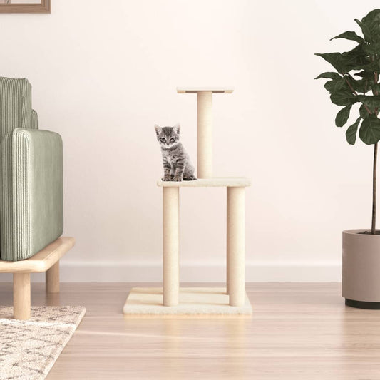 Set of cats with posts made of sisal rope, cream, 85.5 cm