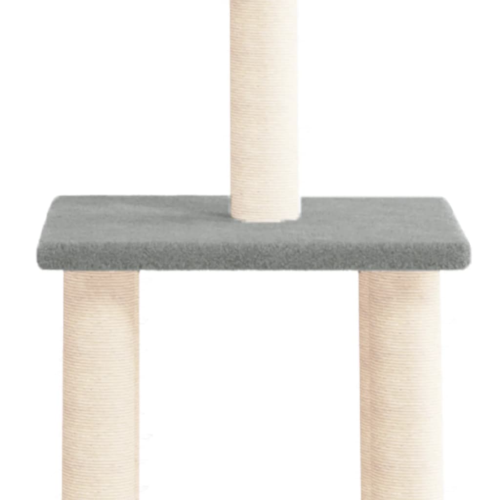 Ansamblu pisici, stâlpi din funie sisal, gri deschis, 85,5 cm