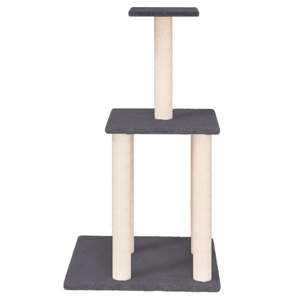 Ansamblu de pisici, stâlpi din funie sisal, gri închis, 85,5 cm