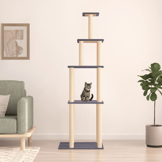 Set of cats with sisal rope poles, dark grey, 183 cm