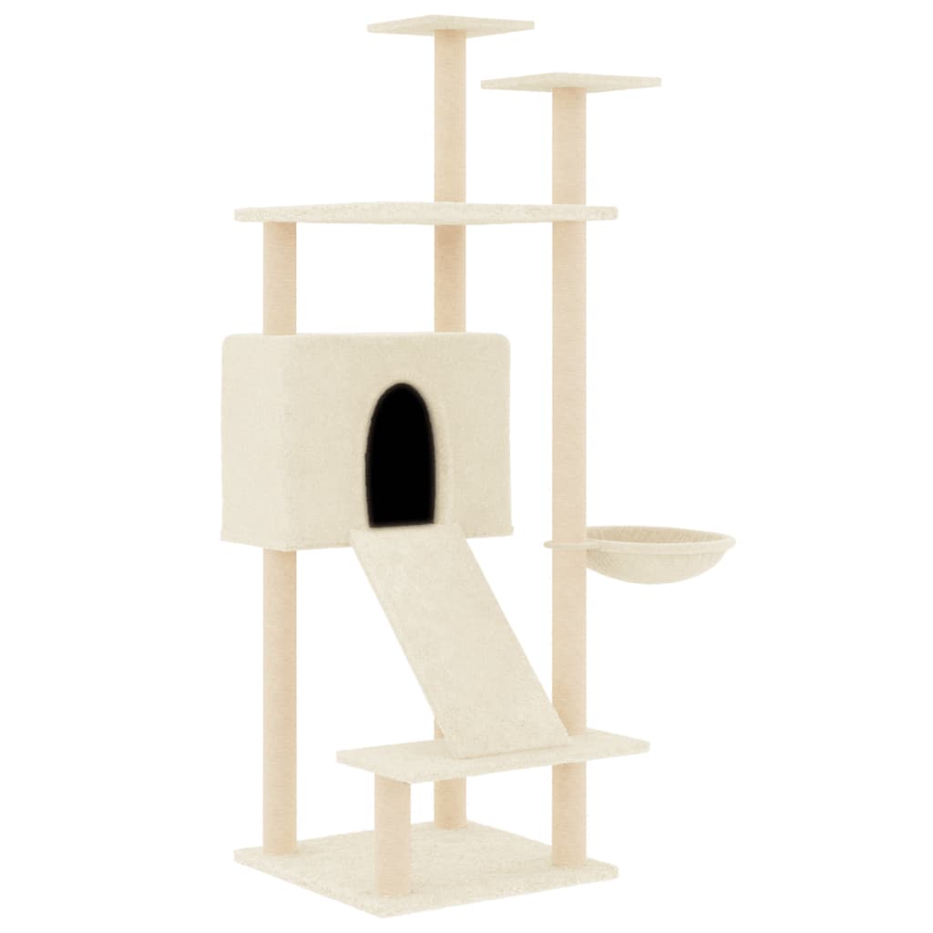 Cat set with sisal rope poles, cream, 153 cm