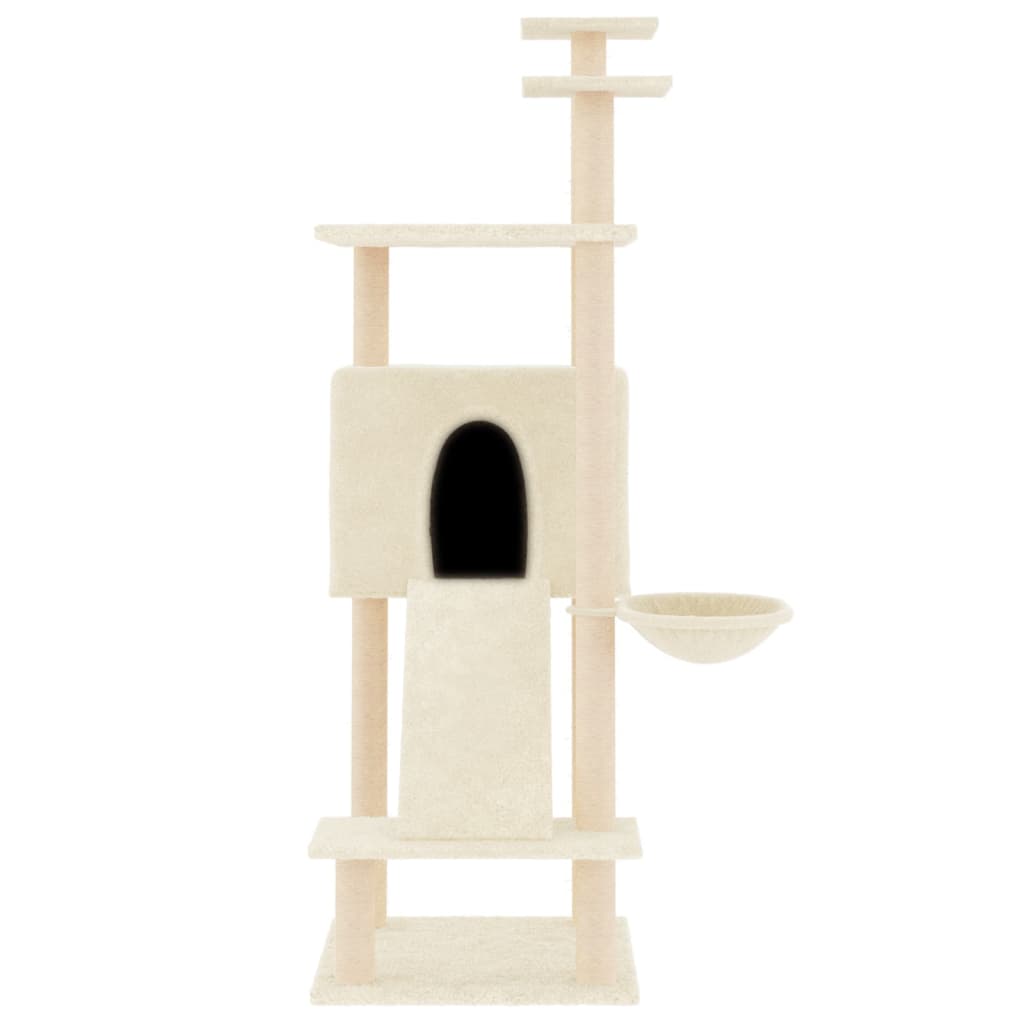 Cat set with sisal rope poles, cream, 153 cm