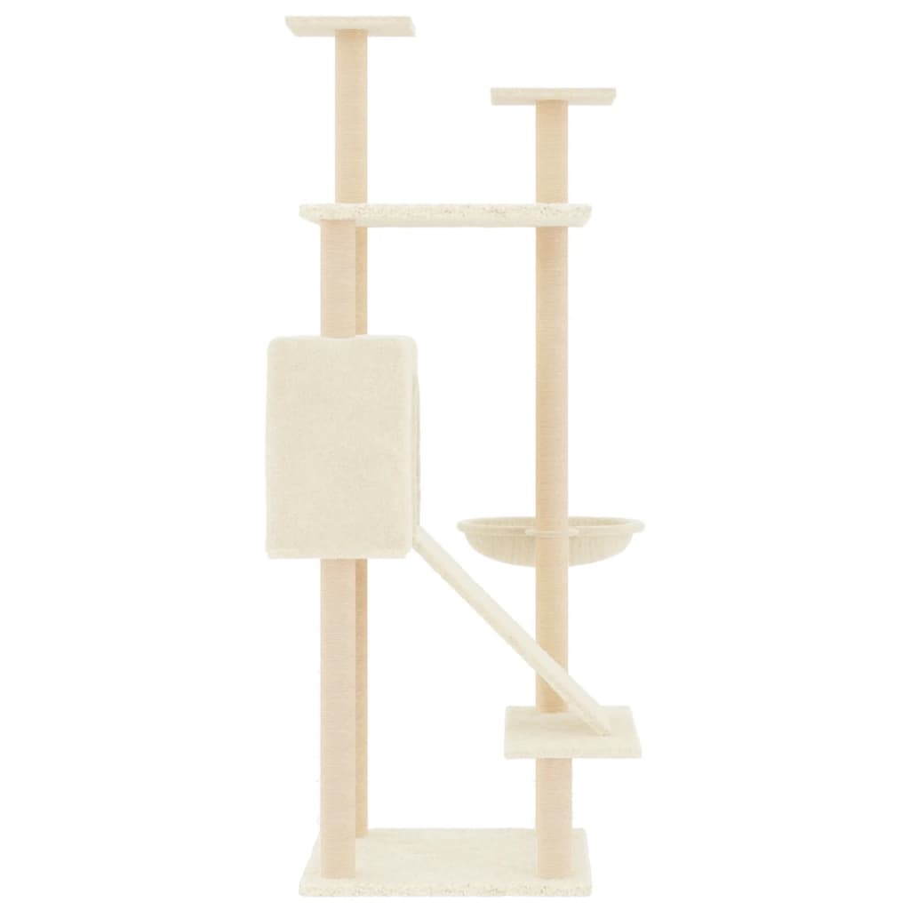 Cat set with sisal rope poles, cream, 153 cm