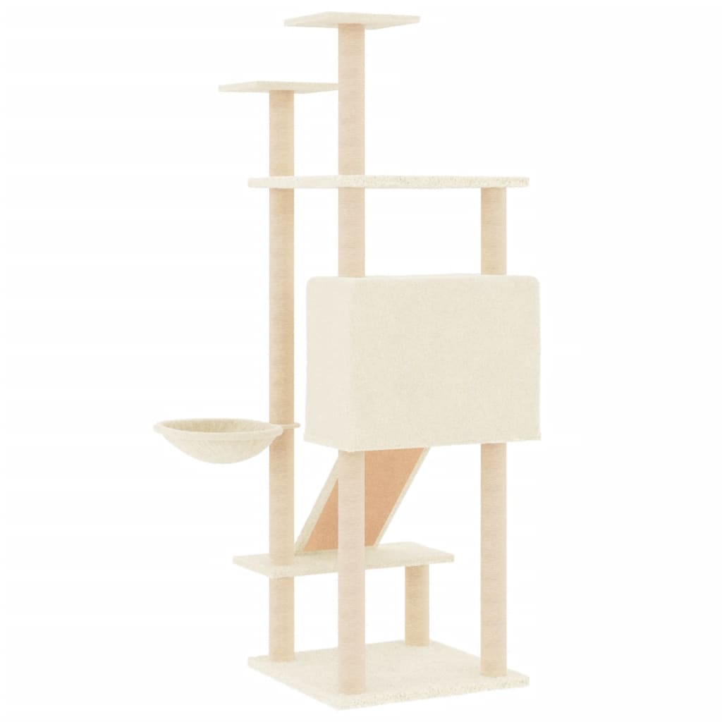 Cat set with sisal rope poles, cream, 153 cm