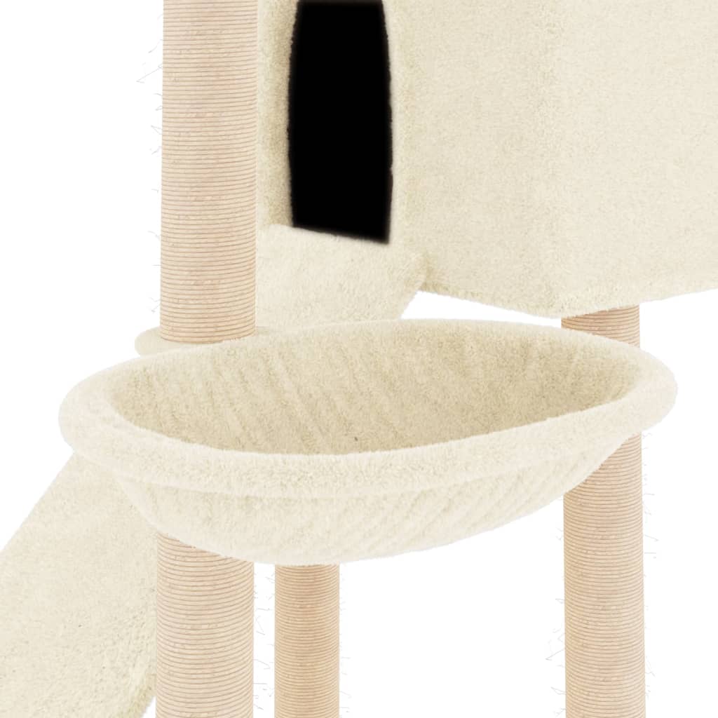 Cat set with sisal rope poles, cream, 153 cm