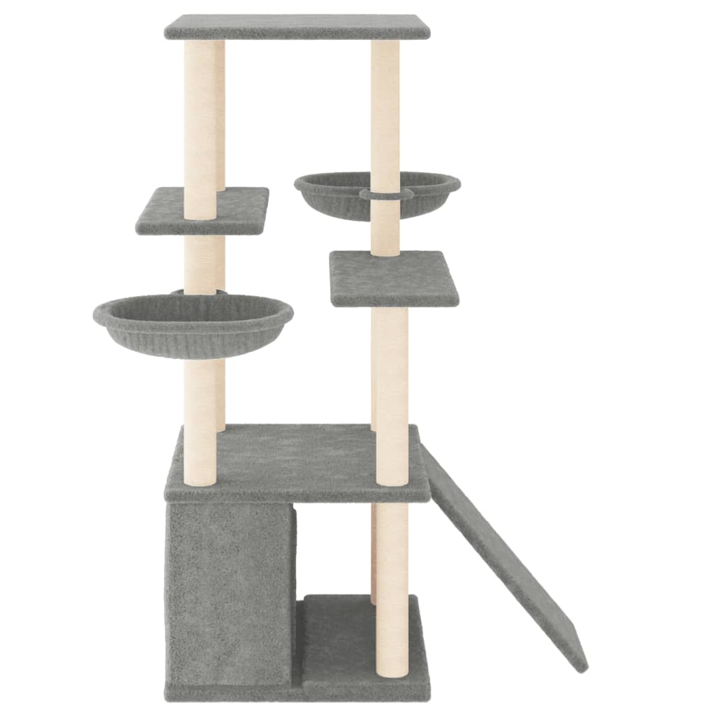 Ansamblu pisici, stâlpi din funie sisal, gri deschis, 133 cm