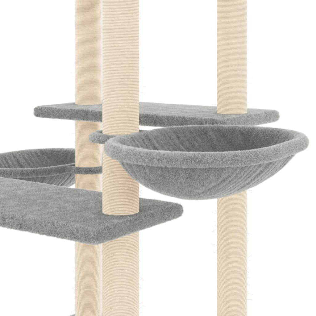 Ansamblu pisici, stâlpi din funie sisal, gri deschis, 133 cm