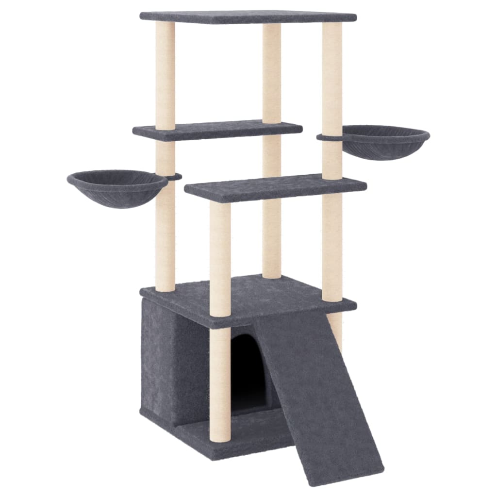 Cat set, sisal rope poles, dark grey, 133 cm