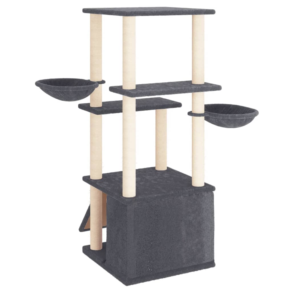 Cat set, sisal rope poles, dark grey, 133 cm
