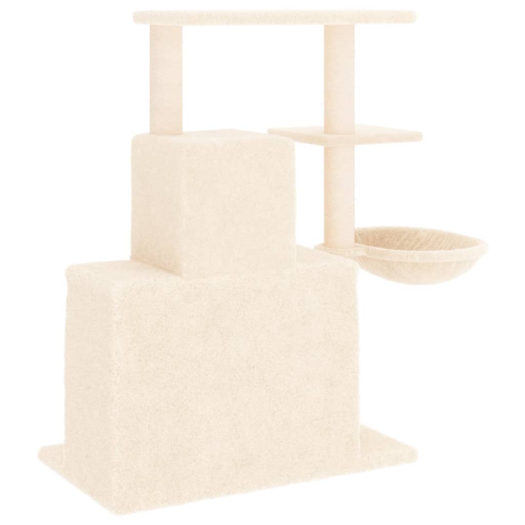 Ansamblu de pisici cu stâlpi din funie de sisal, crem, 83 cm