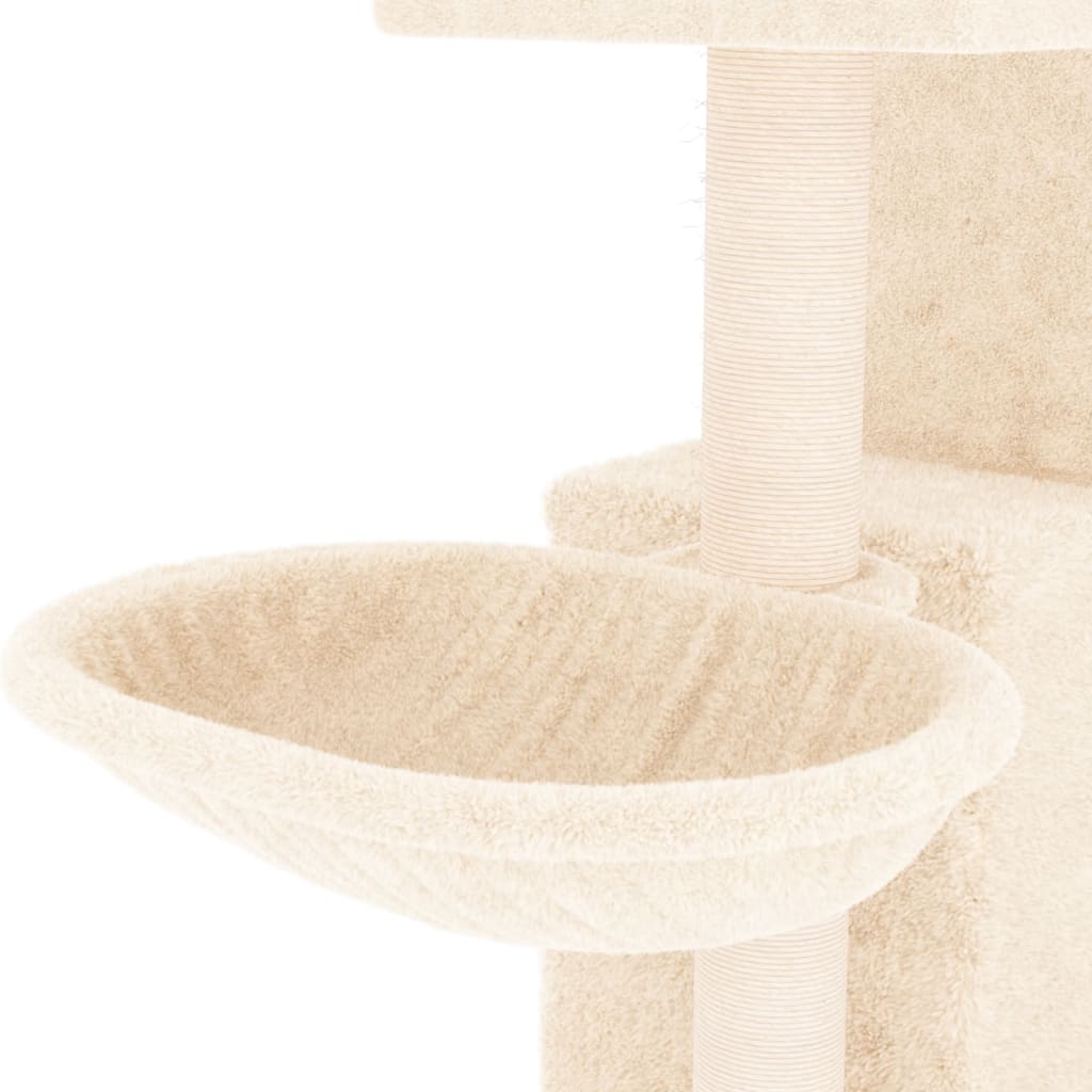 Ansamblu de pisici cu stâlpi din funie de sisal, crem, 83 cm