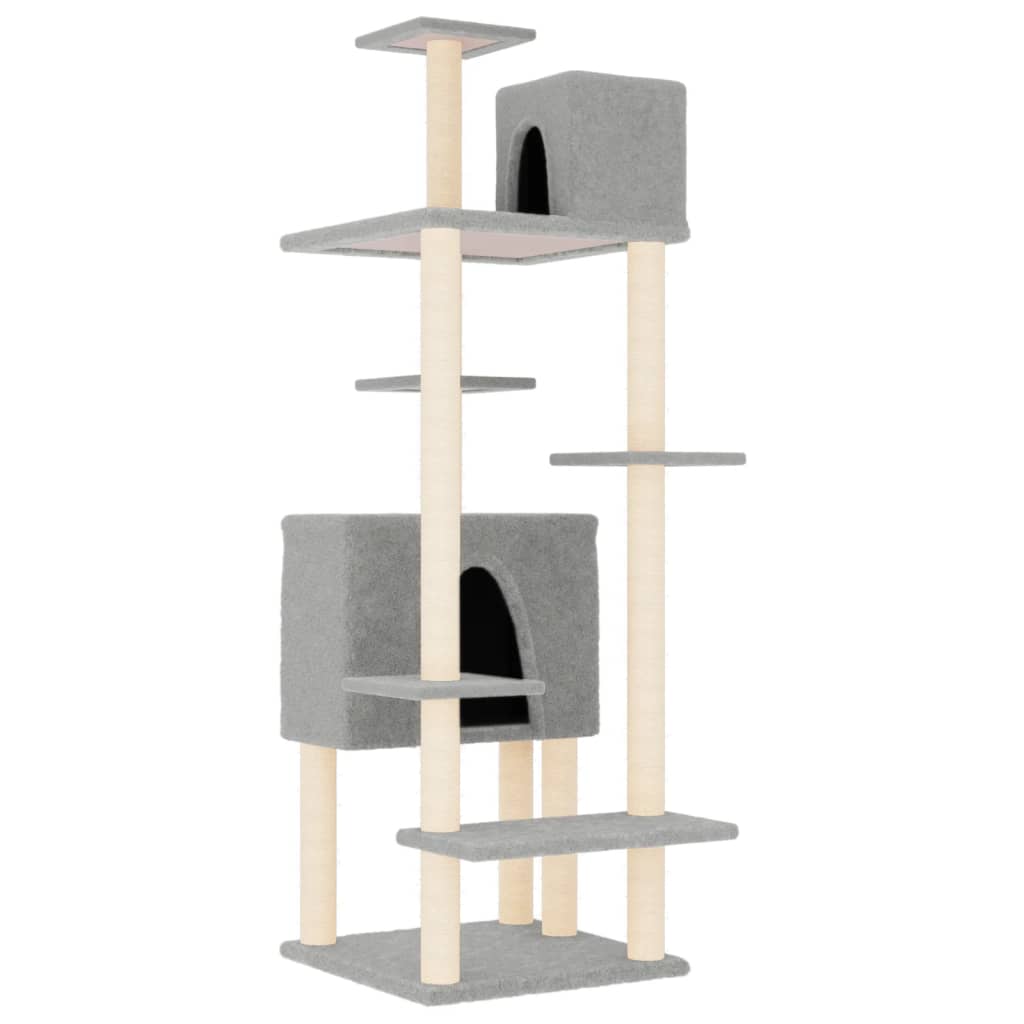 Cat set, sisal rope poles, light grey, 154 cm