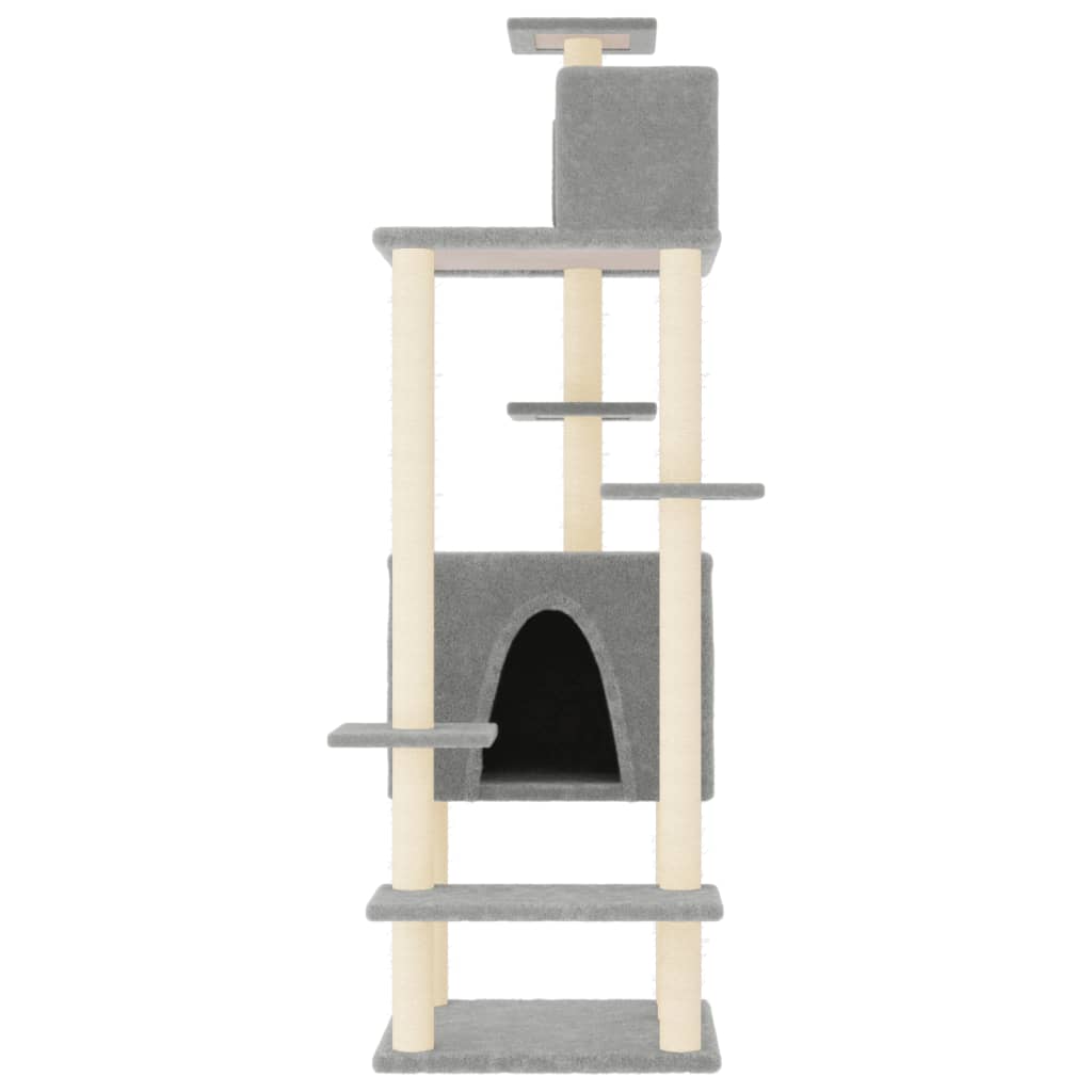 Cat set, sisal rope poles, light grey, 154 cm