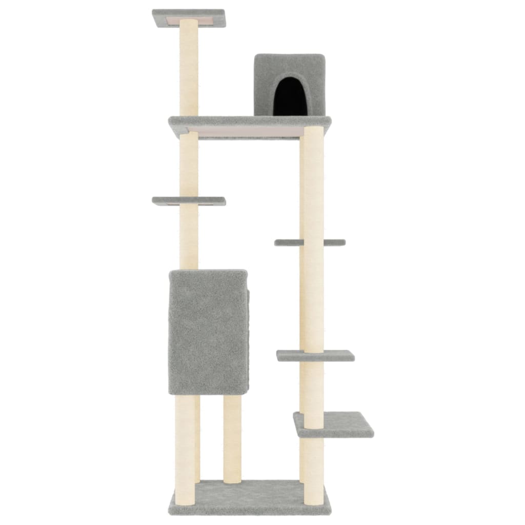 Cat set, sisal rope poles, light grey, 154 cm