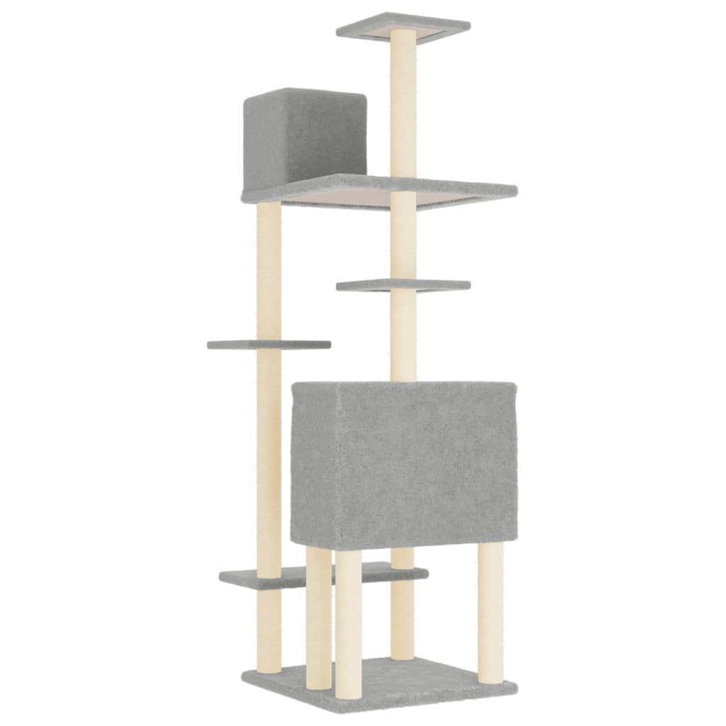 Cat set, sisal rope poles, light grey, 154 cm