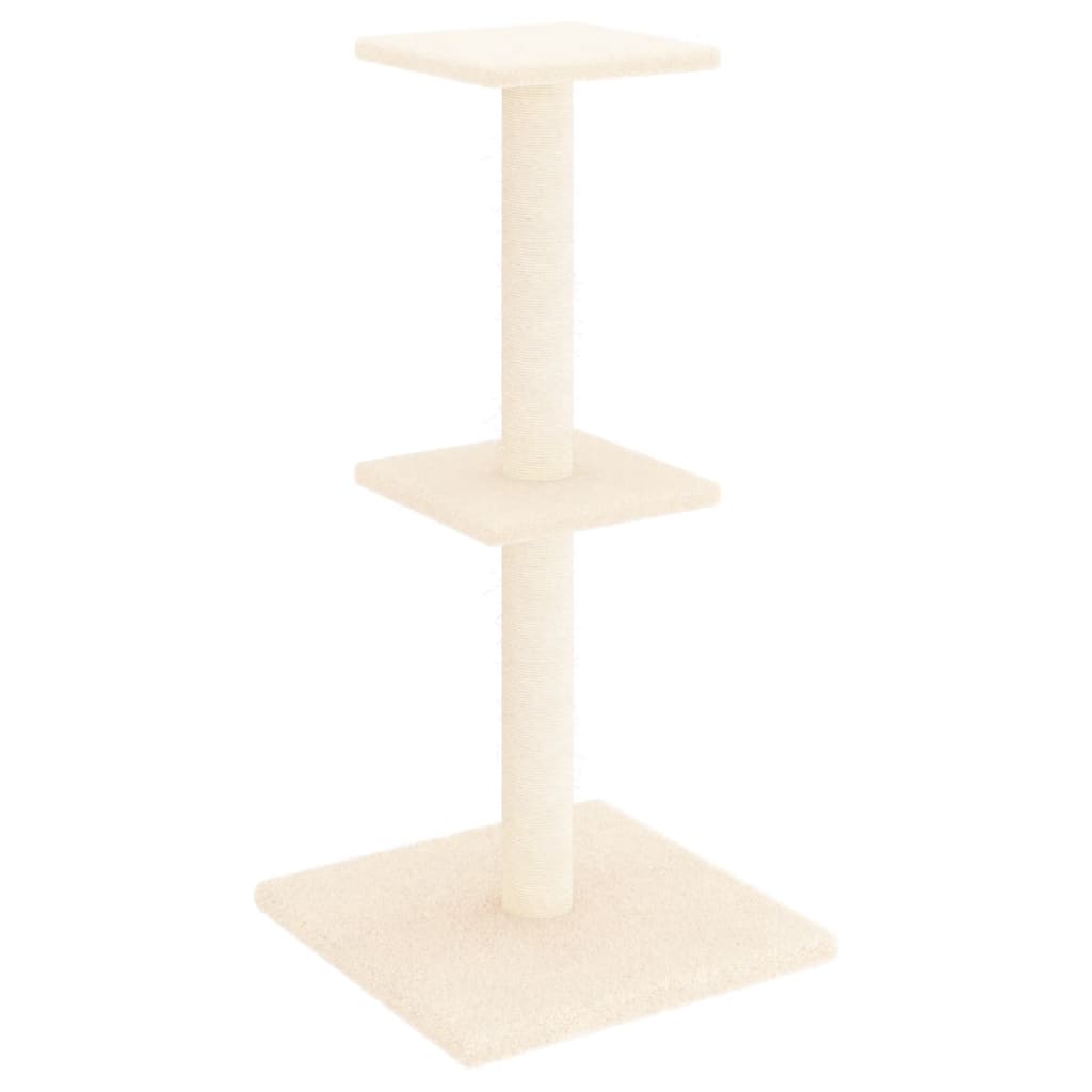 Ansamblu de pisici cu stâlpi din funie de sisal, crem, 73 cm
