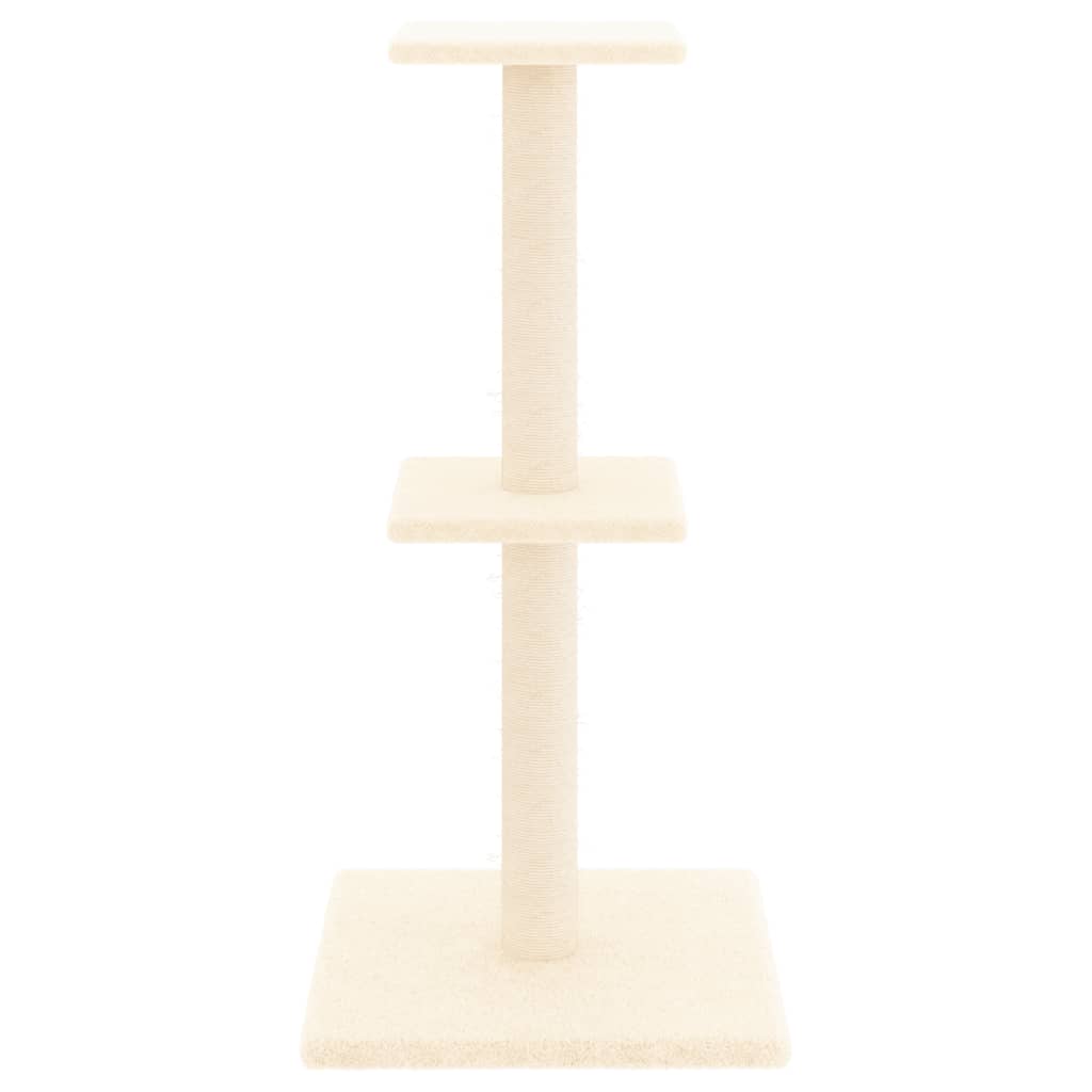 Ansamblu de pisici cu stâlpi din funie de sisal, crem, 73 cm