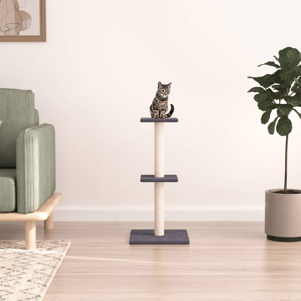 Ansamblu pisici cu stâlpi din funie sisal, gri închis, 73 cm
