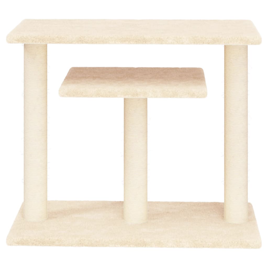Stâlpi de zgâriat pentru pisici cu platforme, crem, 62,5 cm